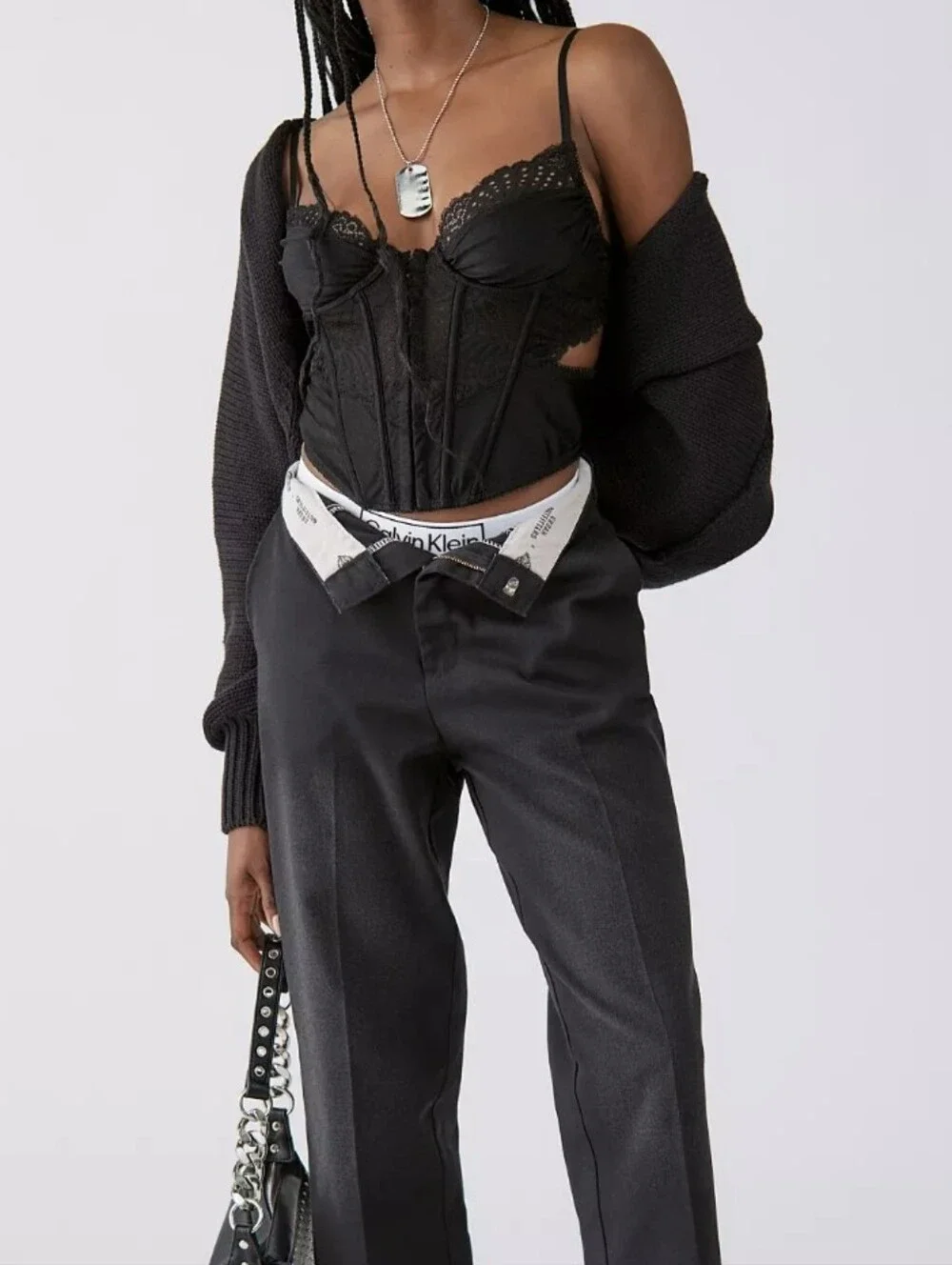 Urban Outfitters Out From Under Supernova Modern Love Black Lace Corset Bustier